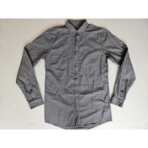 Murano Fitted Men's Long Sleeve Stripe Dress Shirt Gray Size M